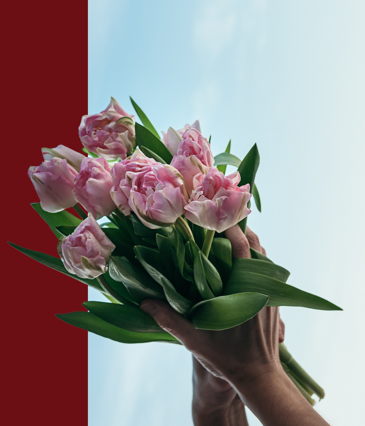 Bouquet de fleurs tenu à la main